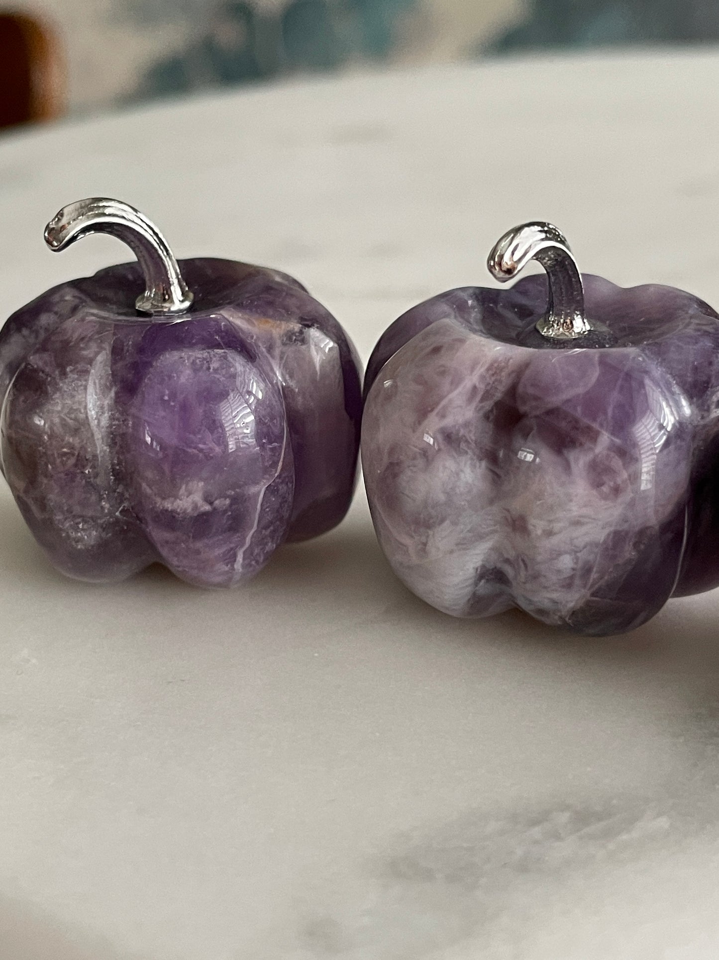Pumpkin carving natural amethyst crystal display halloween crystal dream amethyst pumpkin carving polished crystal 1 inch pumpkin small purple pumpkin fall decor autumn display 
