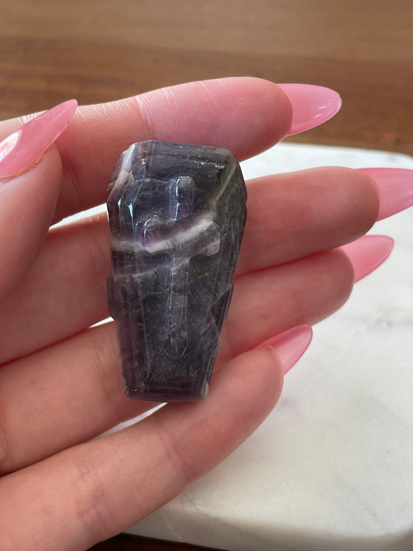 Dream Amethyst Coffin Carving | 1.6 Inches