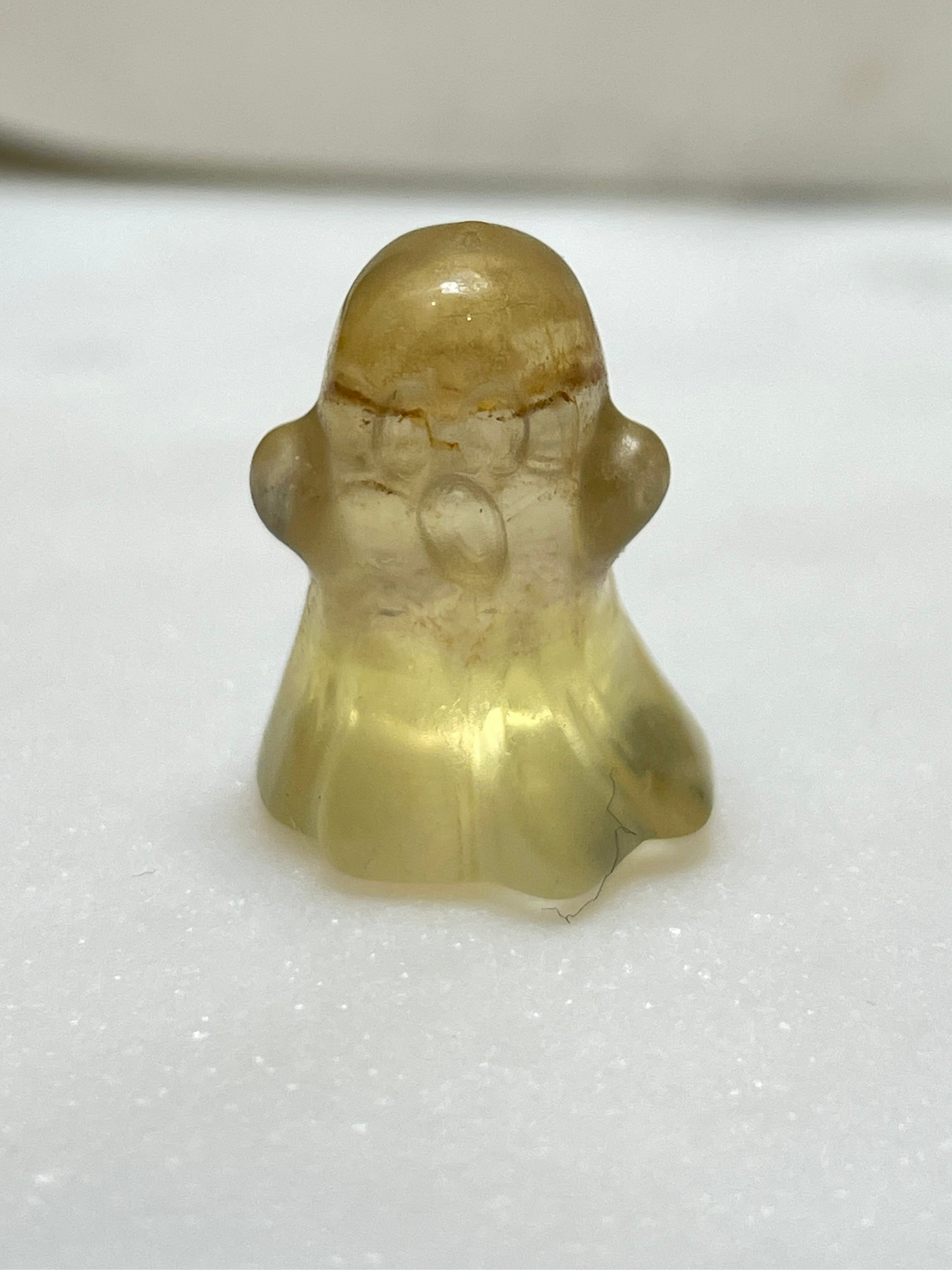 Mini crystal ghost carving fluorite crystal tiny display natural halloween decor spooky season gift for witch altar piece dia de los muertos ofrenda yellow fluorite ghost polished crystal carving