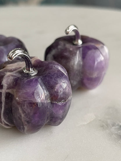 Pumpkin carving natural amethyst crystal display halloween crystal dream amethyst pumpkin carving polished crystal 1 inch pumpkin small purple pumpkin fall decor autumn display 