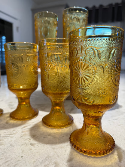 Amber Glass Goblets Brockway Glass Co American Concord | 1977-78 | Set of 6