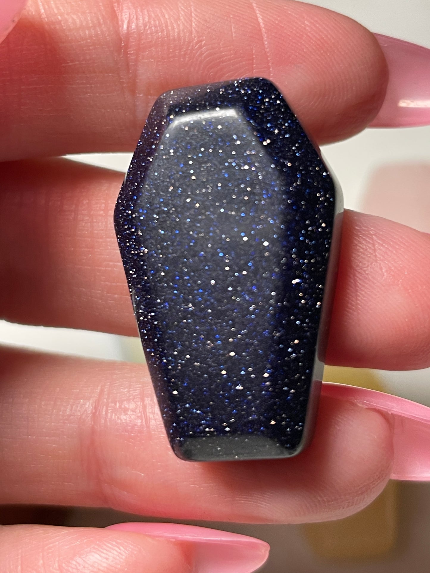 1.2 inch crystal coffin carving blue sandstone crystal display halloween decor spooky season gift for witch altar piece dia de los muertos ofrenda coffin polished crystal carving