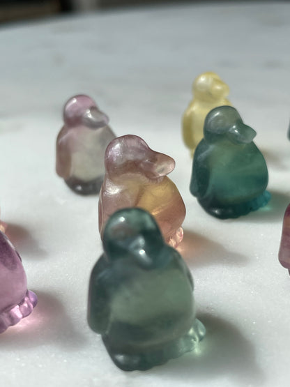 One (1) Mini Fluorite Crystal Carving | Penguin | Intuitively Chosen
