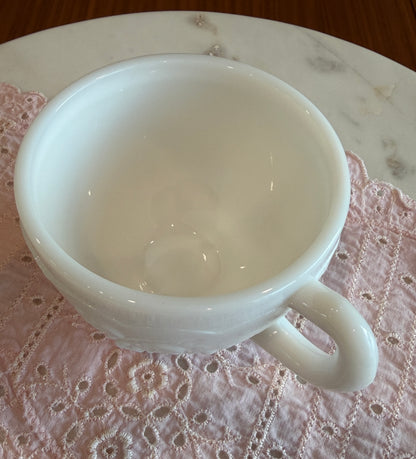 Vintage Westmoreland Milk Glass Fruits Punch Cup | Mid-Century Pressed Glass Drinkware