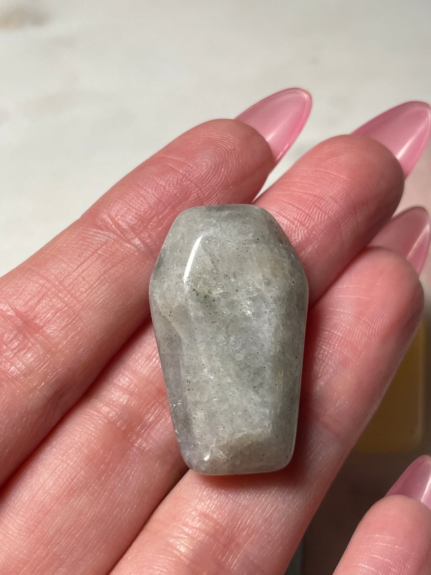 1.2 inch crystal coffin carving labradorite crystal display natural halloween decor spooky season gift for witch altar piece dia de los muertos ofrenda coffin polished crystal carving
