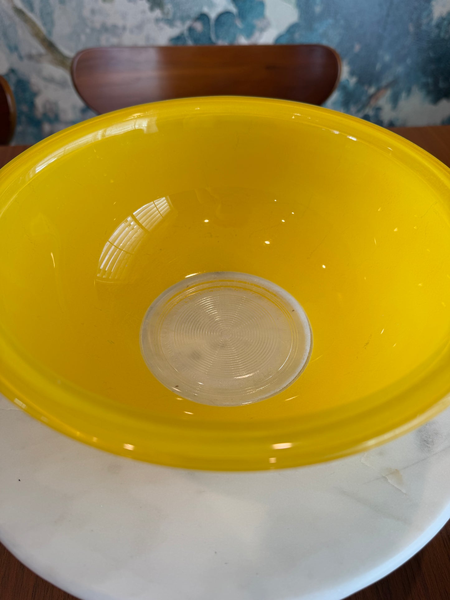 Vintage Pyrex 323 Yellow Clear-Bottom Glass Mixing Bowl