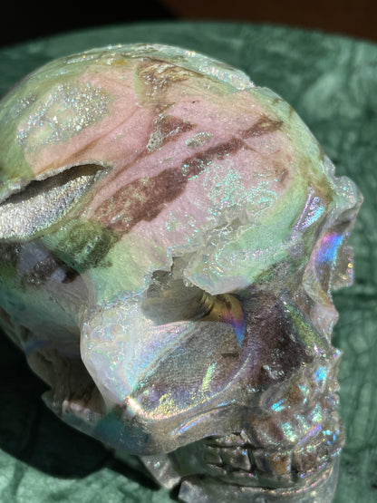 Aura Sphalerite Crystal Skull With Druzy and Rainbows
