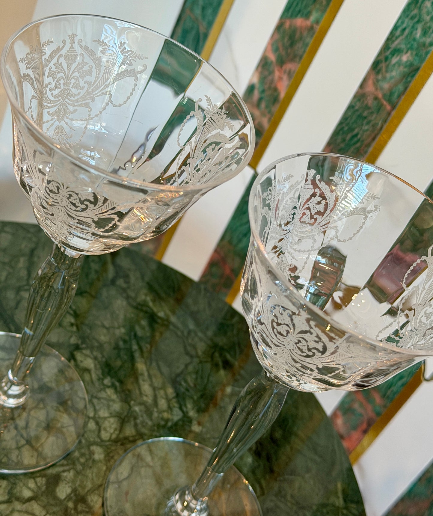 Vintage Morgantown “Milan” Wine Glasses (Stem 7668) Set of 2 | circa 1920s-1930s | Made in U.S.A