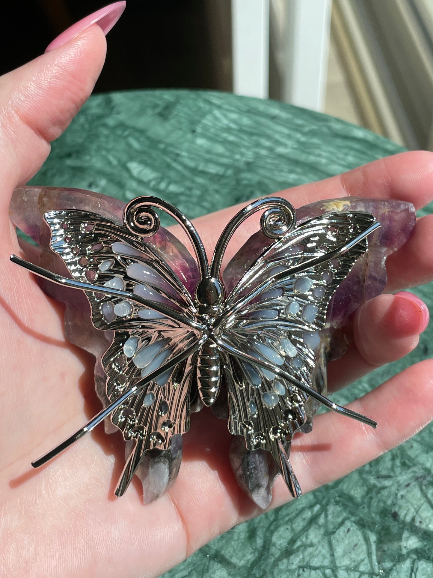 Butterfly Carving | Feathered Fluorite Root