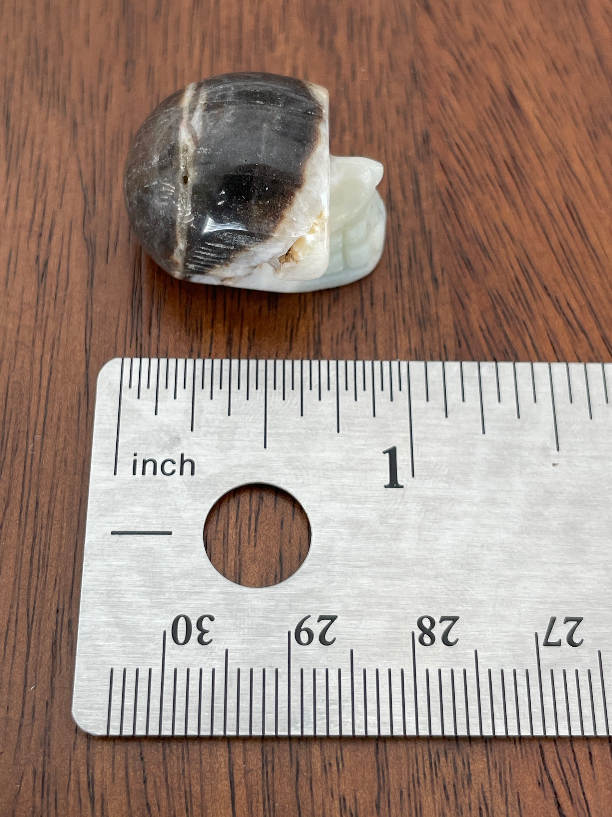 Handmade skull crystal, 1-inch druzy calcite stone for altar or decor.