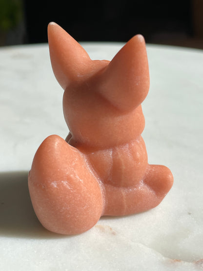 Pokémon figurine Evee carving jade crystal Evee orange jade display collectible pokemon natural crystal orange jade Pokemon decor Evee stocking stuffer pokemon gift