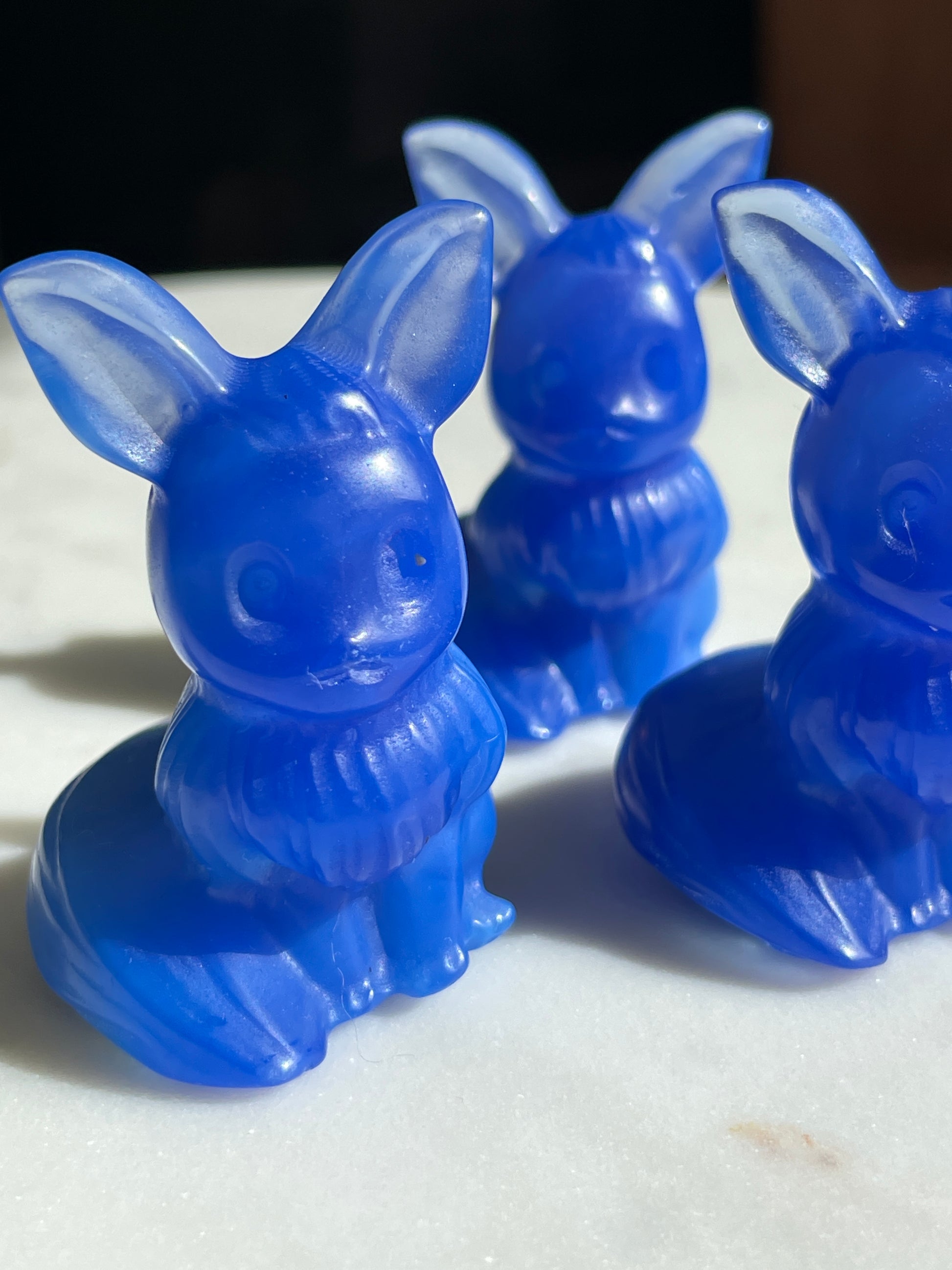 Pokémon figurine Evee carving opalite 
 Evee blue opalite display collectible blue pokemon gift for child Pokemon decor Evee stocking stuffer pokemon gift