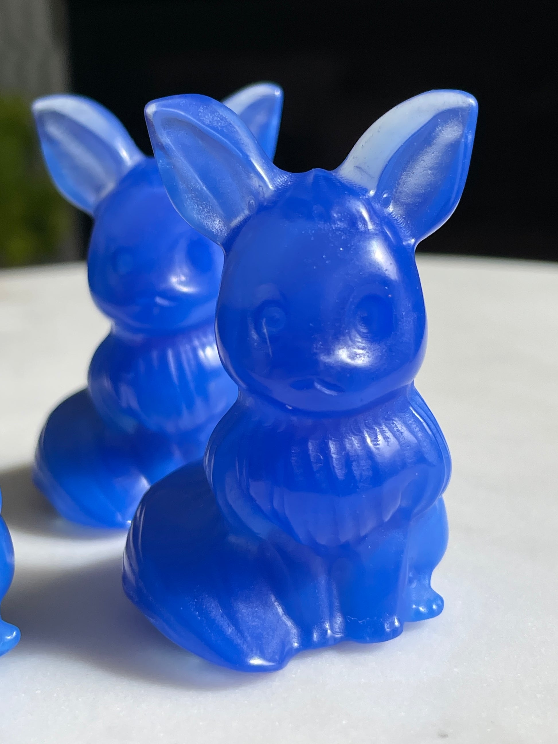 Pokémon figurine Evee carving opalite 
 Evee blue opalite display collectible blue pokemon gift for child Pokemon decor Evee stocking stuffer pokemon gift