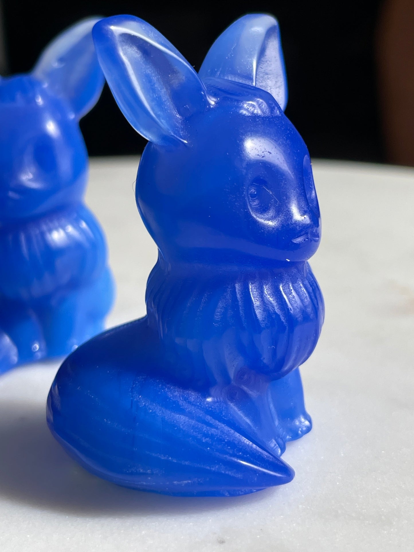 Pokémon figurine Evee carving opalite 
 Evee blue opalite display collectible blue pokemon gift for child Pokemon decor Evee stocking stuffer pokemon gift