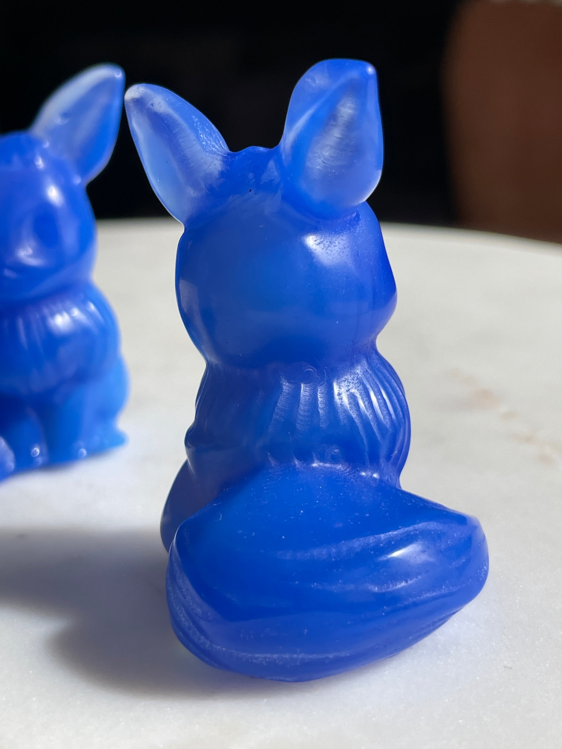 Pokémon figurine Evee carving opalite 
 Evee blue opalite display collectible blue pokemon gift for child Pokemon decor Evee stocking stuffer pokemon gift