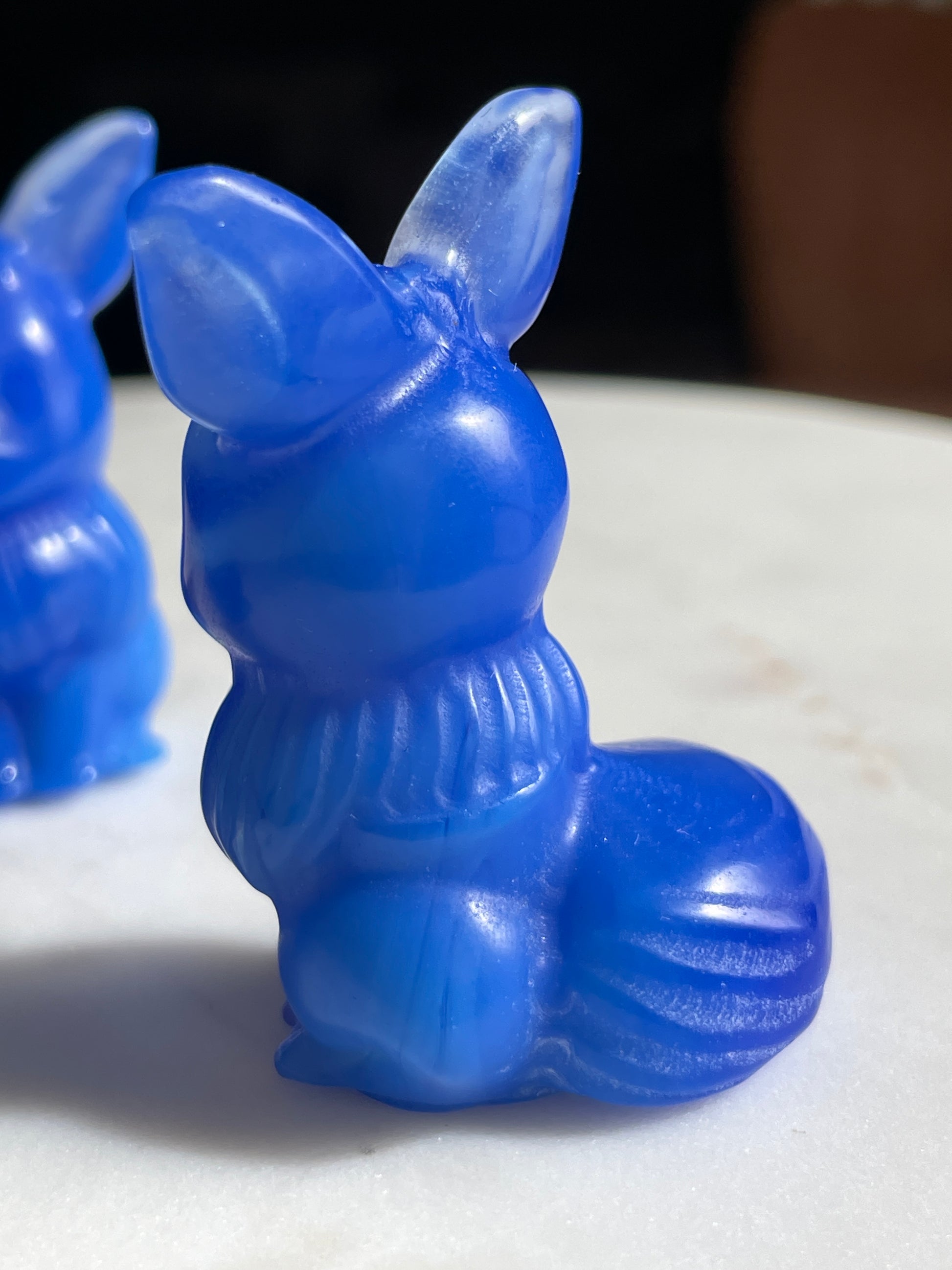 Pokémon figurine Evee carving opalite 
 Evee blue opalite display collectible blue pokemon gift for child Pokemon decor Evee stocking stuffer pokemon gift