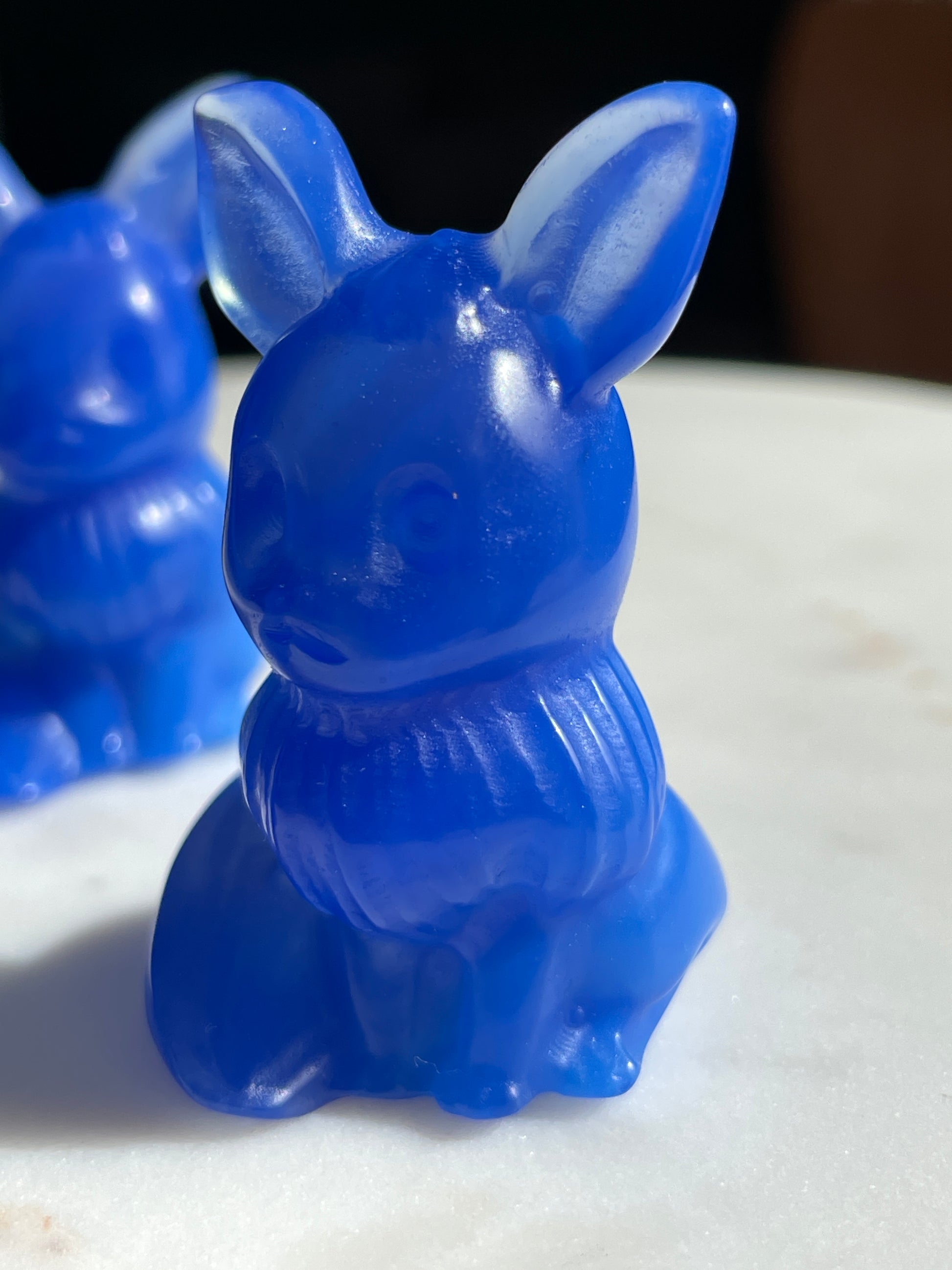 Pokémon figurine Evee carving opalite 
 Evee blue opalite display collectible blue pokemon gift for child Pokemon decor Evee stocking stuffer pokemon gift
