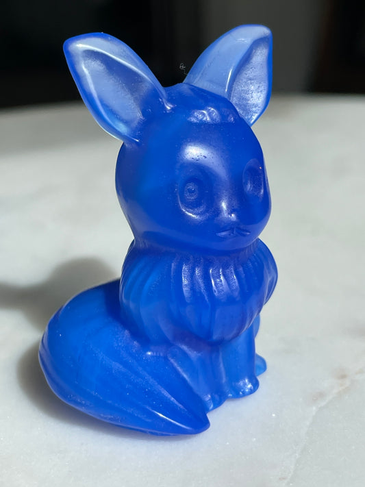 Pokémon figurine Evee carving opalite 
 Evee blue opalite display collectible blue pokemon gift for child Pokemon decor Evee stocking stuffer pokemon gift