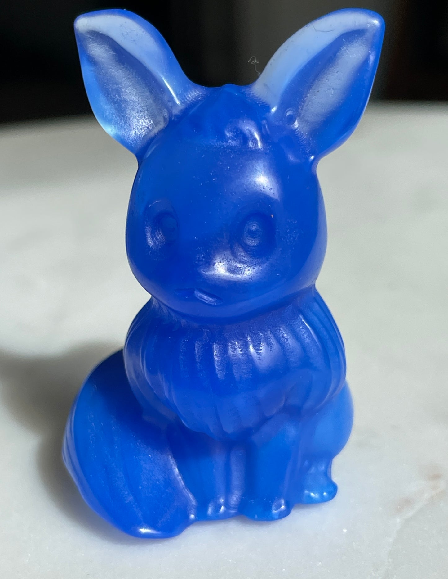 Pokémon figurine Evee carving opalite 
 Evee blue opalite display collectible blue pokemon gift for child Pokemon decor Evee stocking stuffer pokemon gift