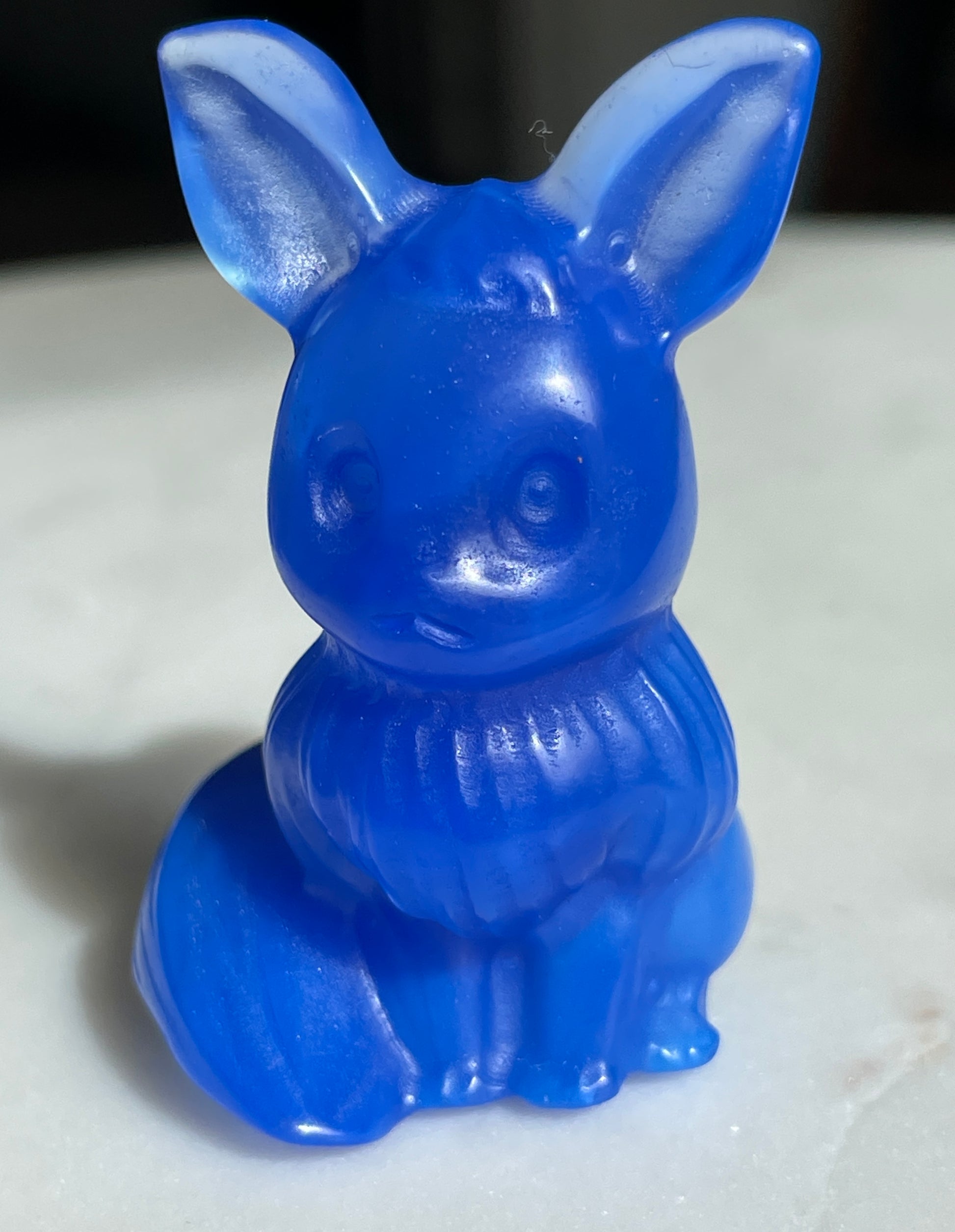 Pokémon figurine Evee carving opalite 
 Evee blue opalite display collectible blue pokemon gift for child Pokemon decor Evee stocking stuffer pokemon gift