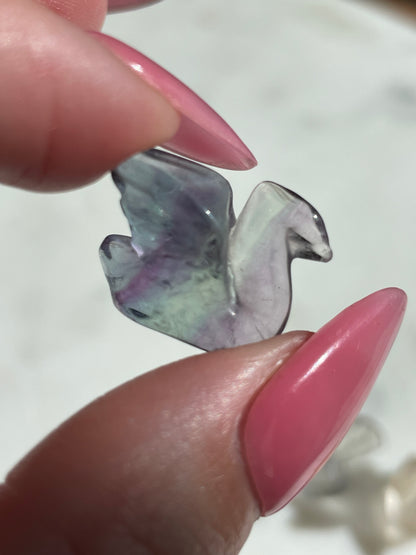One (1) Mini Fluorite Crystal Carving | Swan | Intuitively Chosen