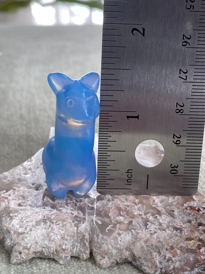 opalite llama carving, 1.4 inch blue crystal animal totem for communication and emotional clarity