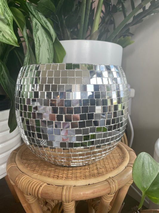 Disco Ball Planter - Silver 8"