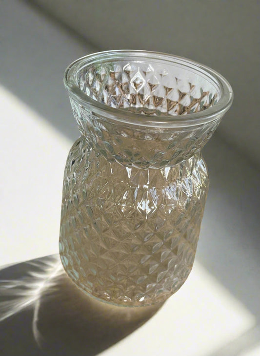 Glass Diamond Pattern Bud Vase Propagation Vessel