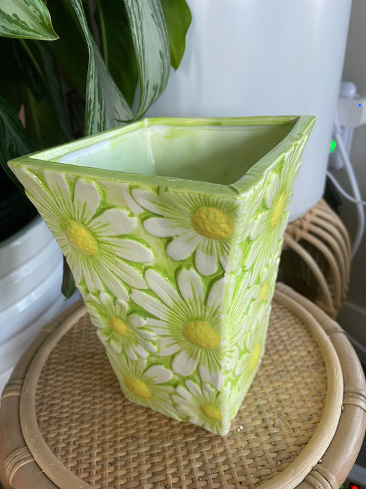 Green Daisy Ceramic Vase Propagation Vessel