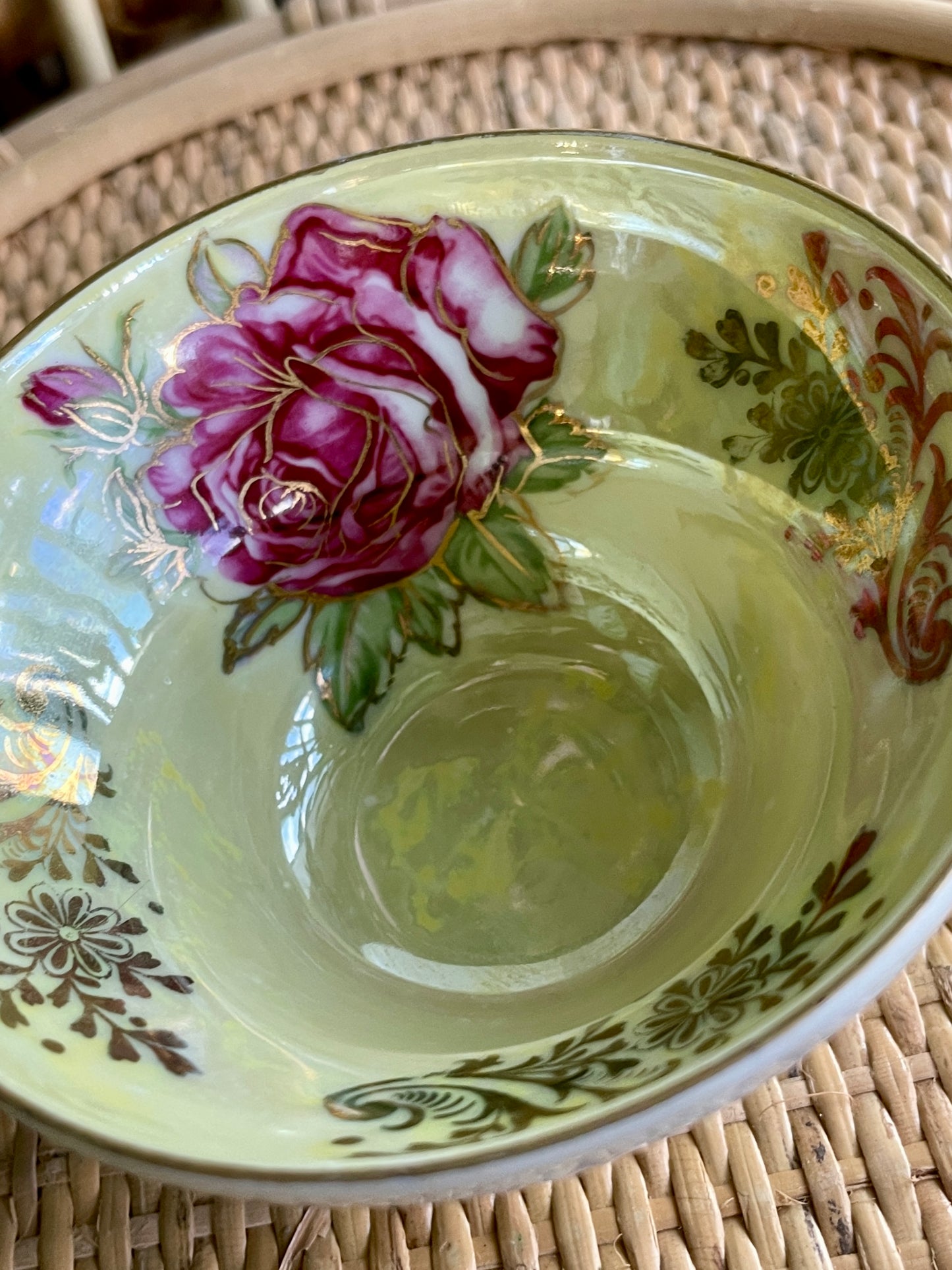 Vintage LM Royal Halsey Pearlescent Rose Teacup