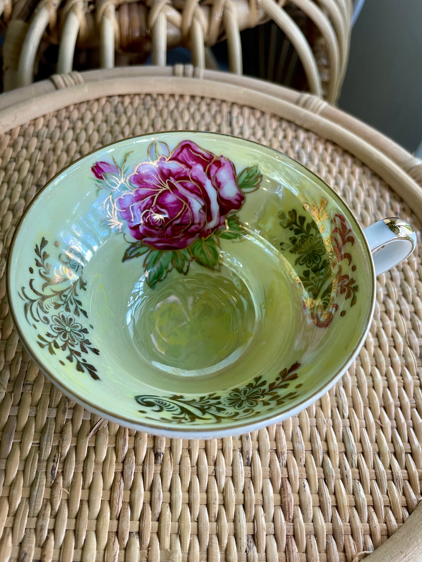 Vintage LM Royal Halsey Pearlescent Rose Teacup