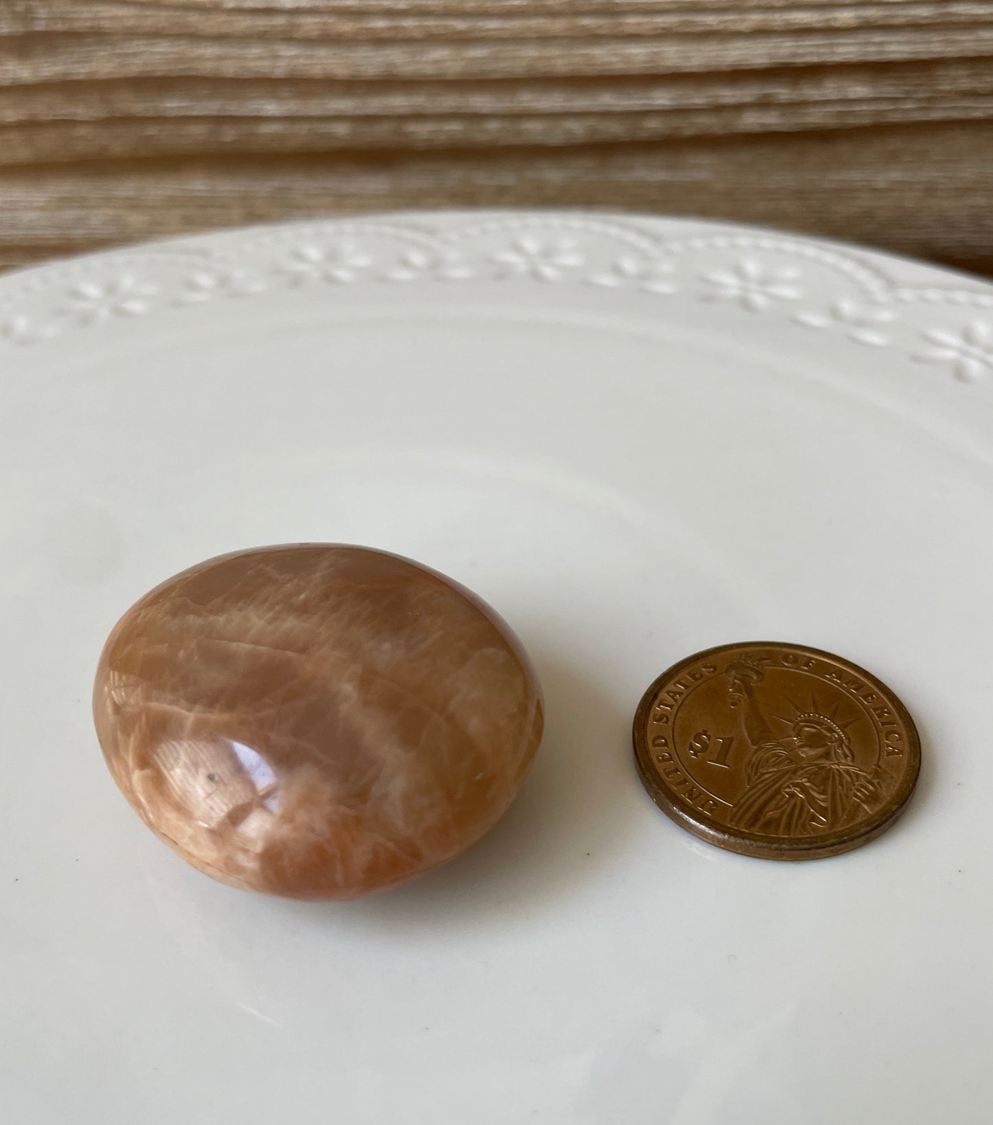 peach moonstone palm stone crystal gift