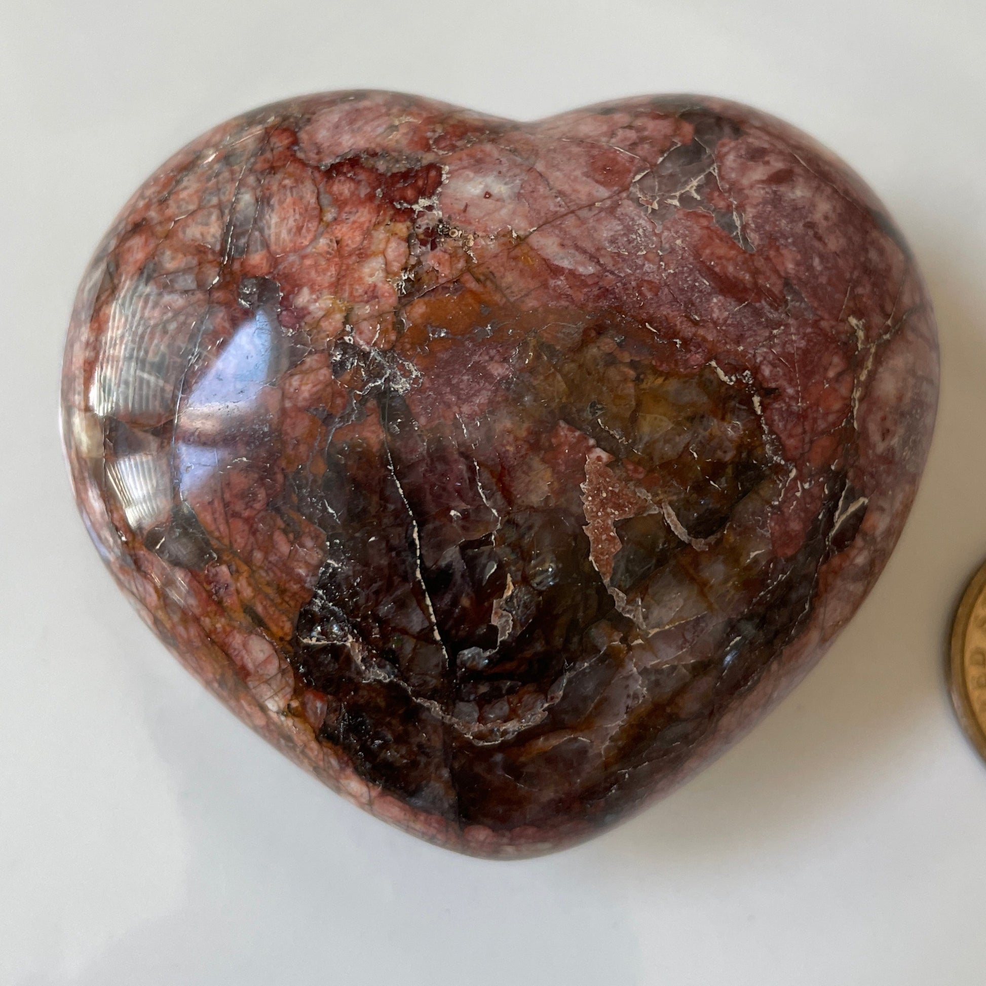 red feldspar heart puffy heart crystal carving gift