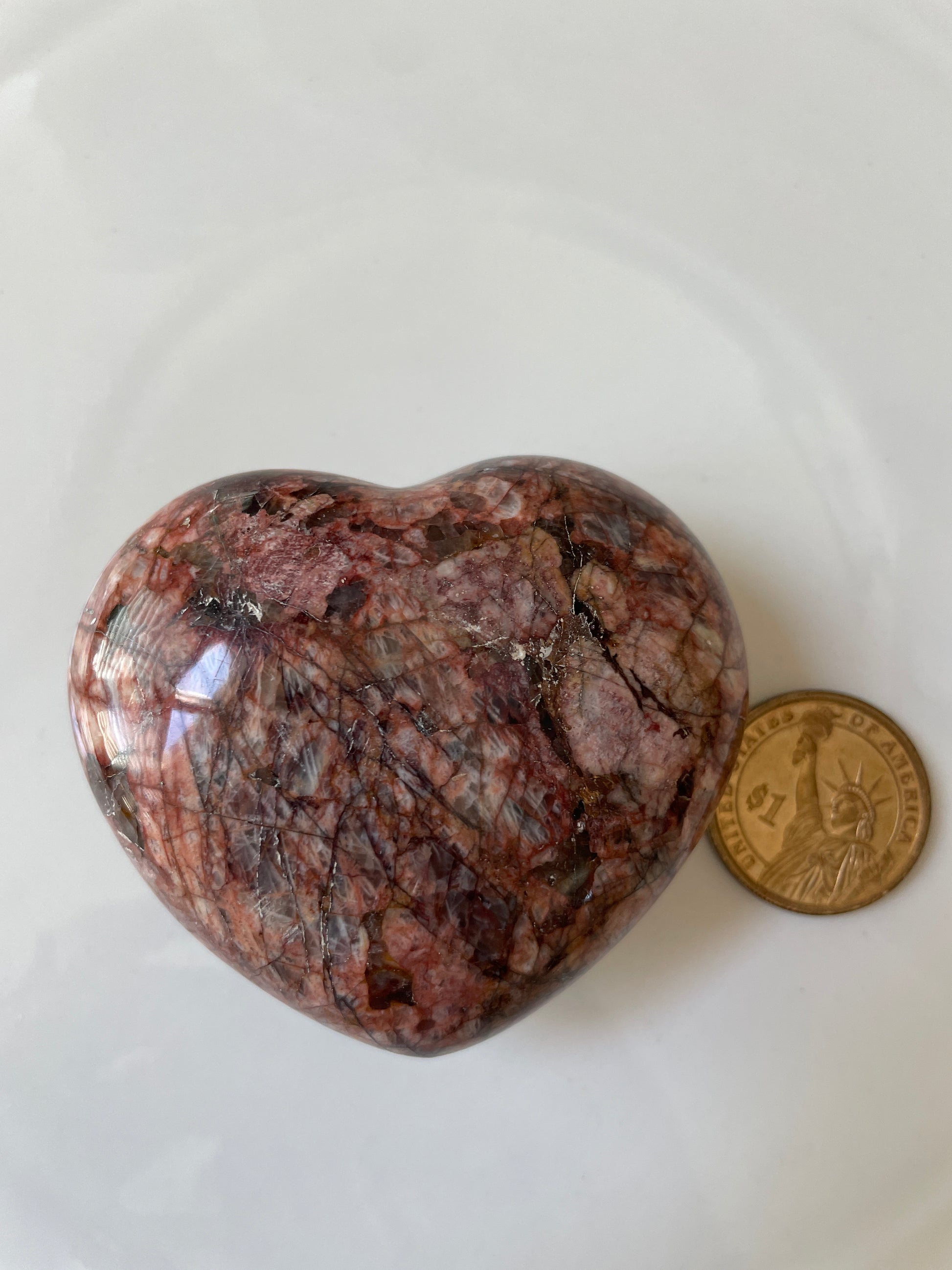 red feldspar heart puffy heart crystal carving gift