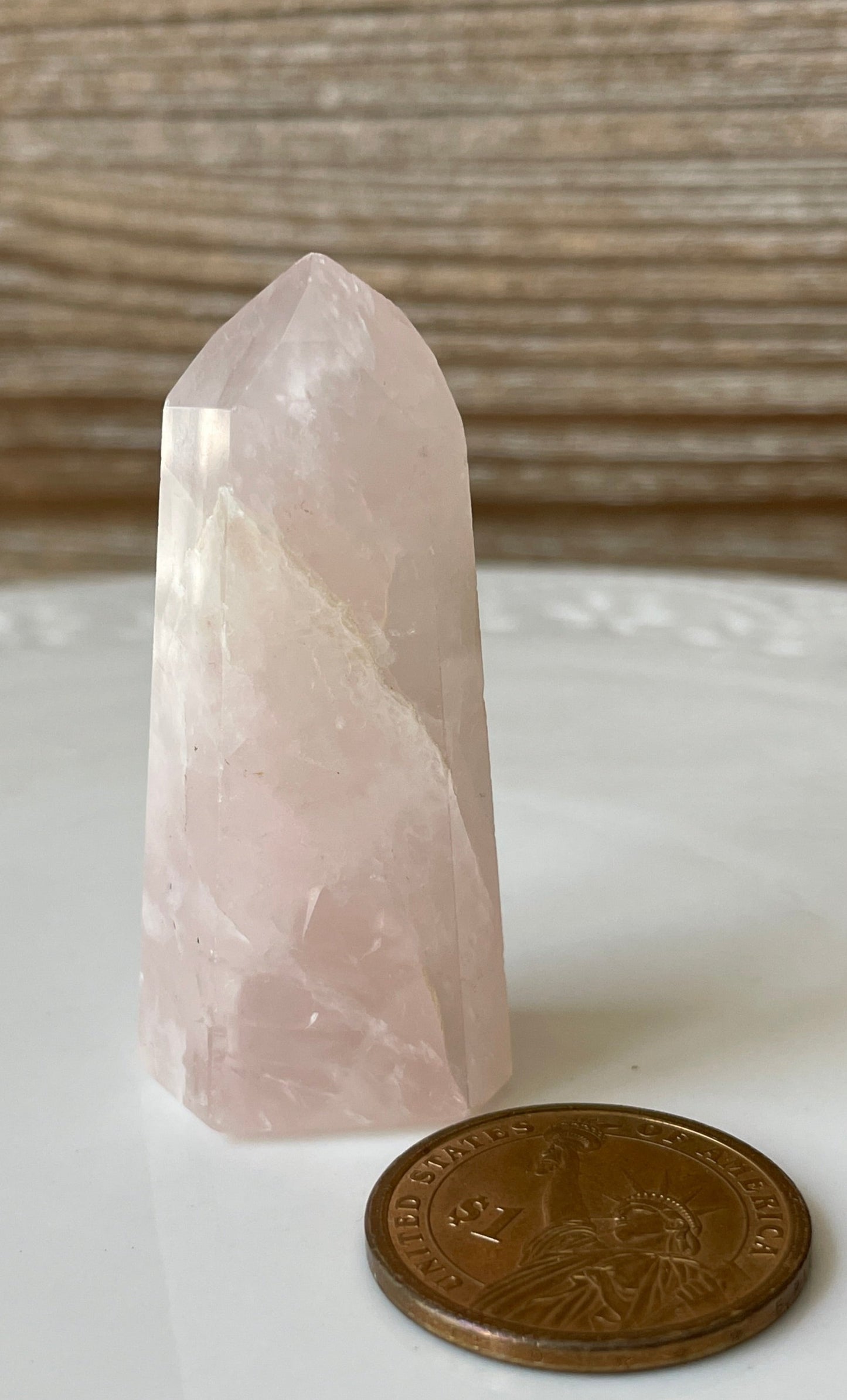 rose quartz pink crystal tower point gift