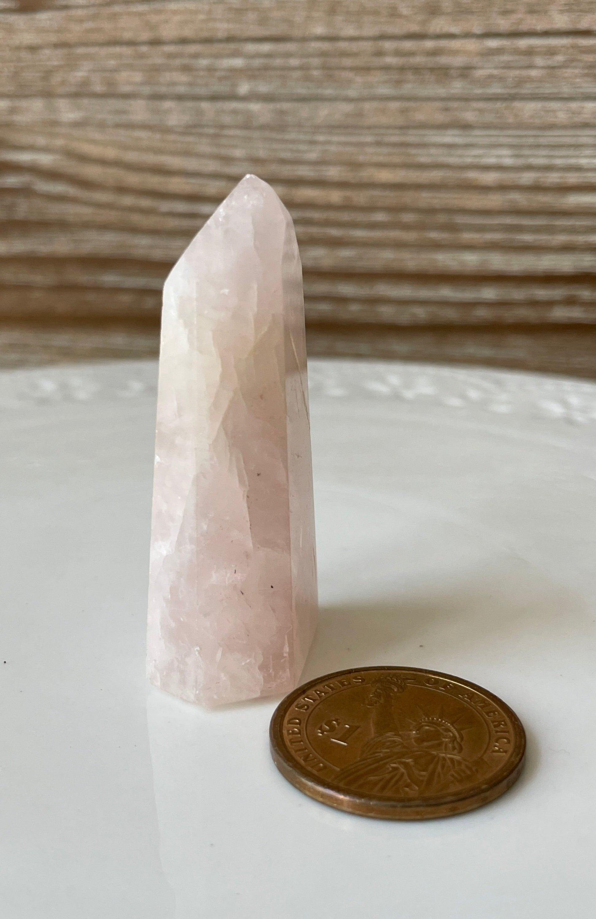 rose quartz pink crystal tower point gift