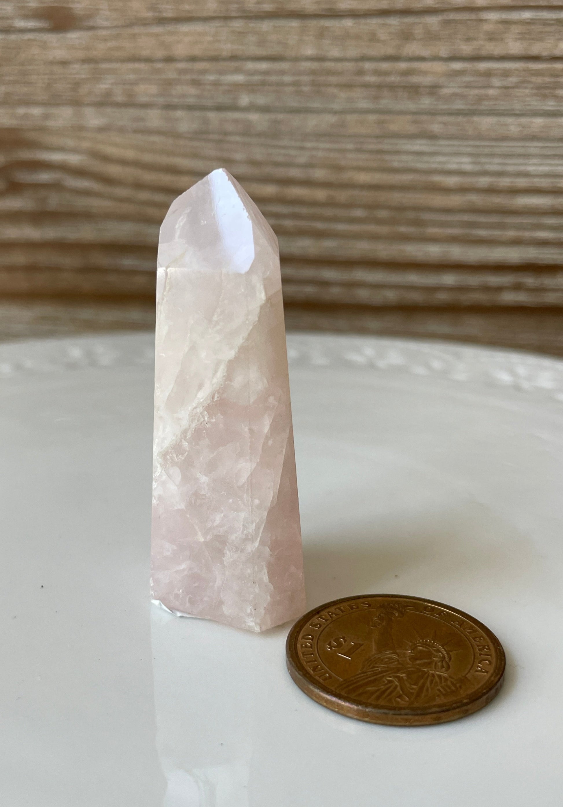 rose quartz pink crystal tower point gift