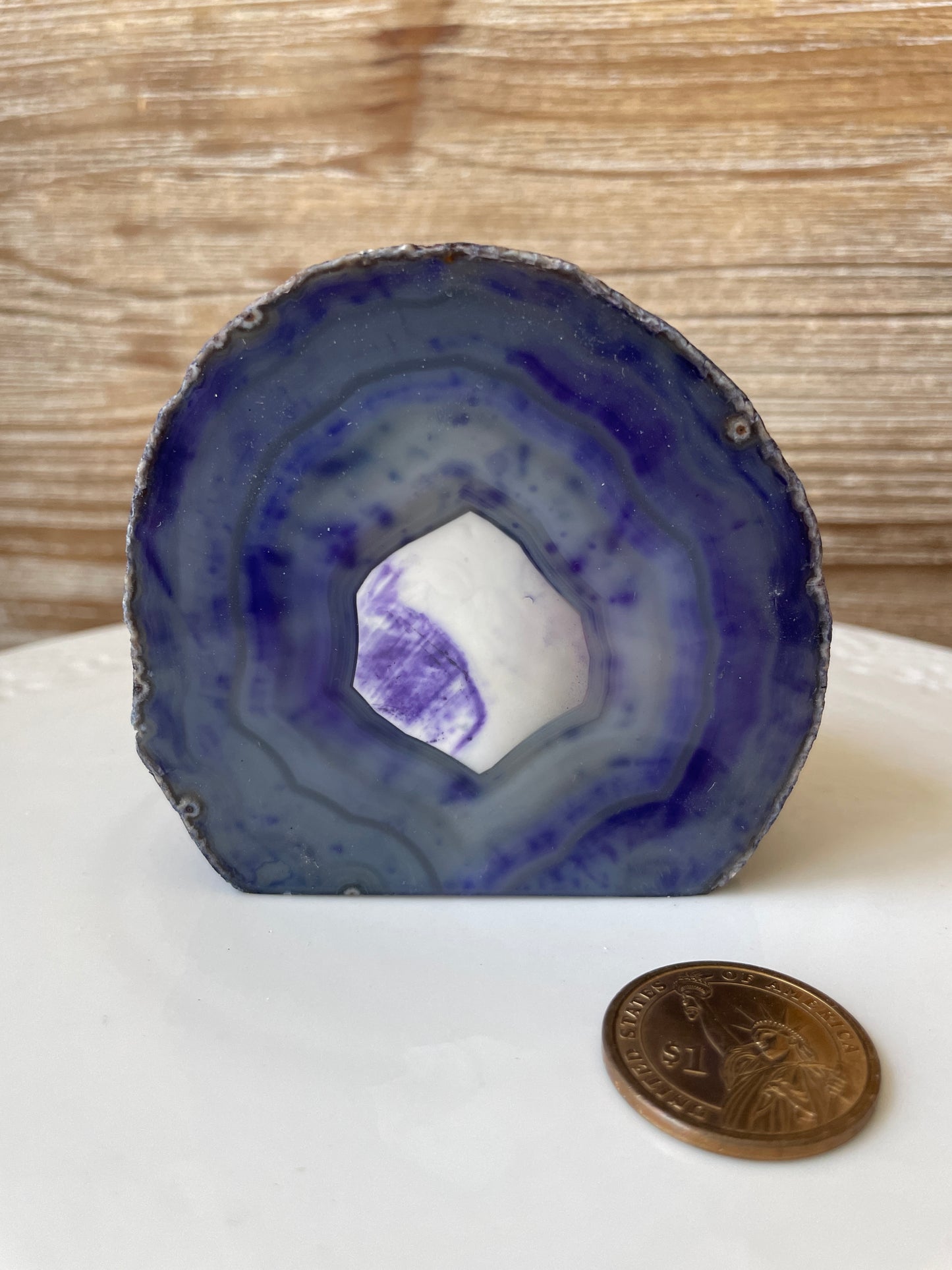 Sparkly Violet Dragon Vein Agate Slab Half Polished Half Raw from Brazil (Dyed)