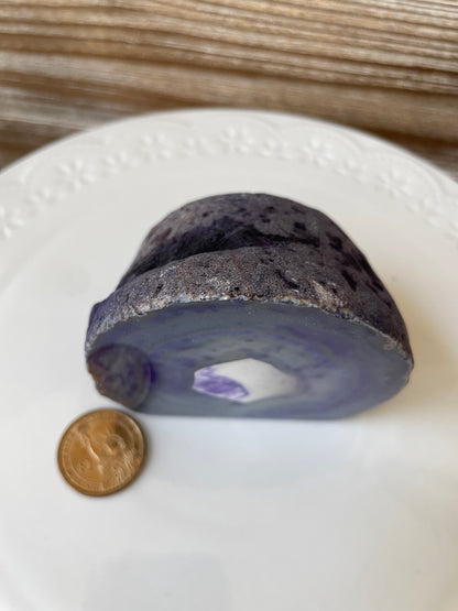 Sparkly Violet Dragon Vein Agate Slab Half Polished Half Raw from Brazil (Dyed)