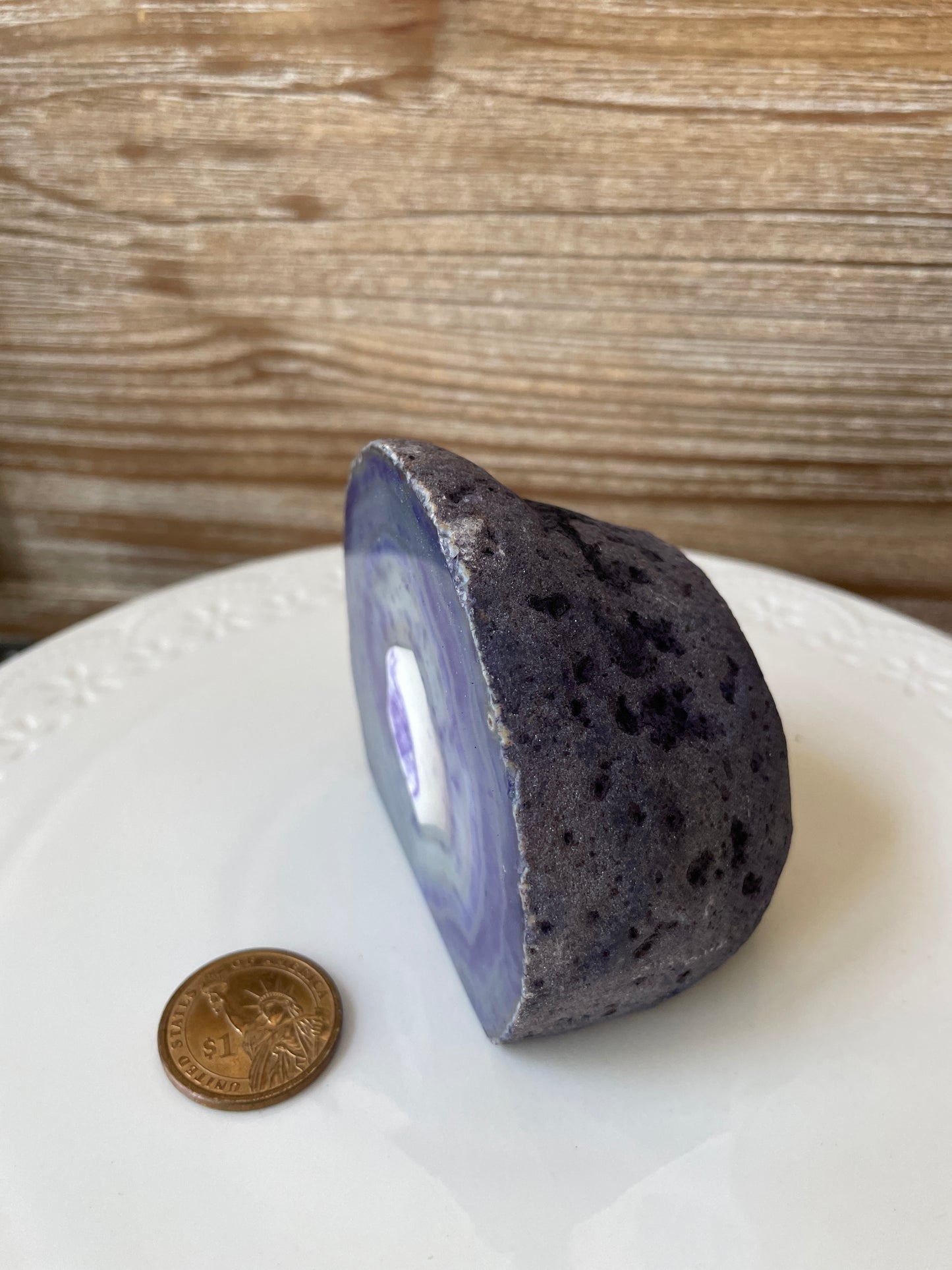 Sparkly Violet Dragon Vein Agate Slab Half Polished Half Raw from Brazil (Dyed)