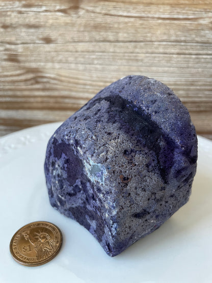 Sparkly Violet Dragon Vein Agate Slab Half Polished Half Raw from Brazil (Dyed)