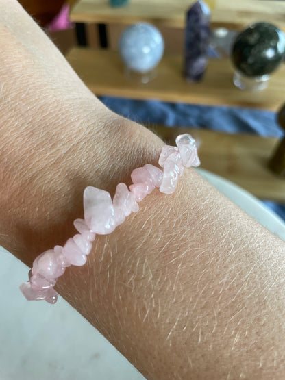 crystal chip bracelet jewelry gift rose quartz