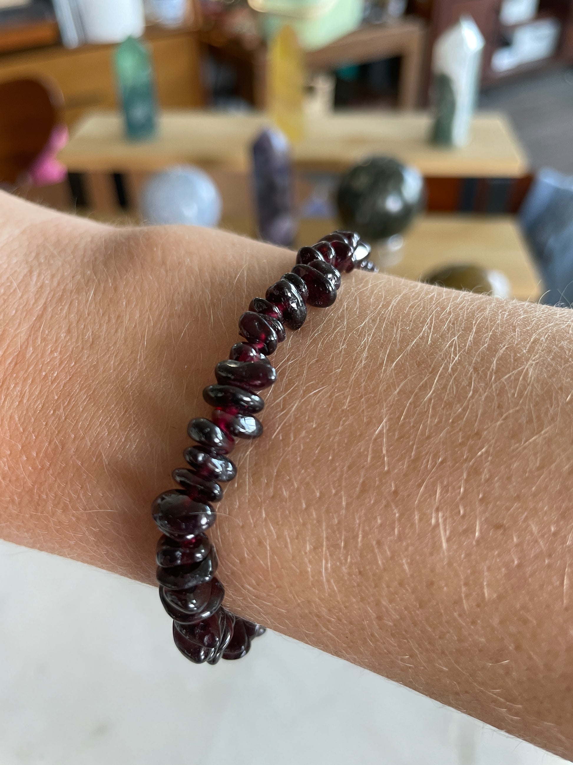 crystal chip bracelet jewelry gift red garnet