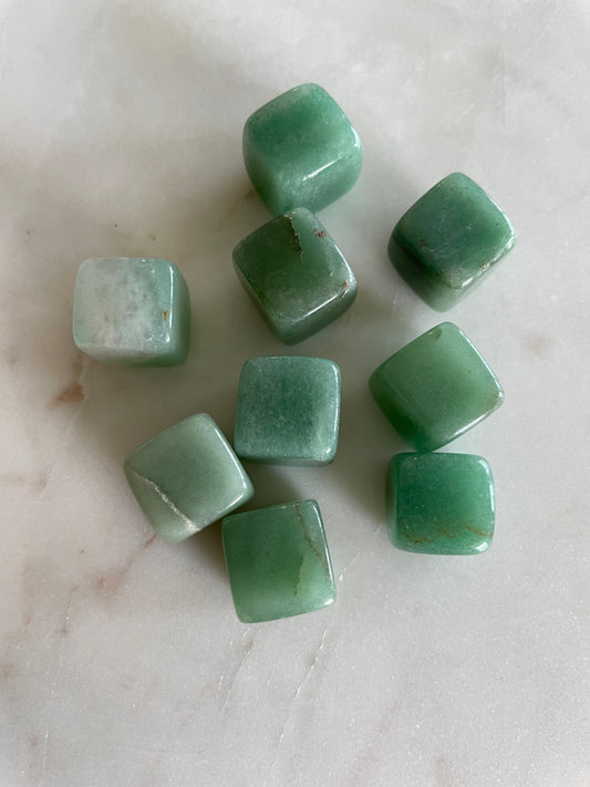 One (1) Green Aventurine Hand Carved Mini Crystal Cube