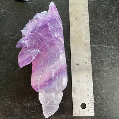 Purple banded fluorite rose crystal carving natural home decor statement piece gift