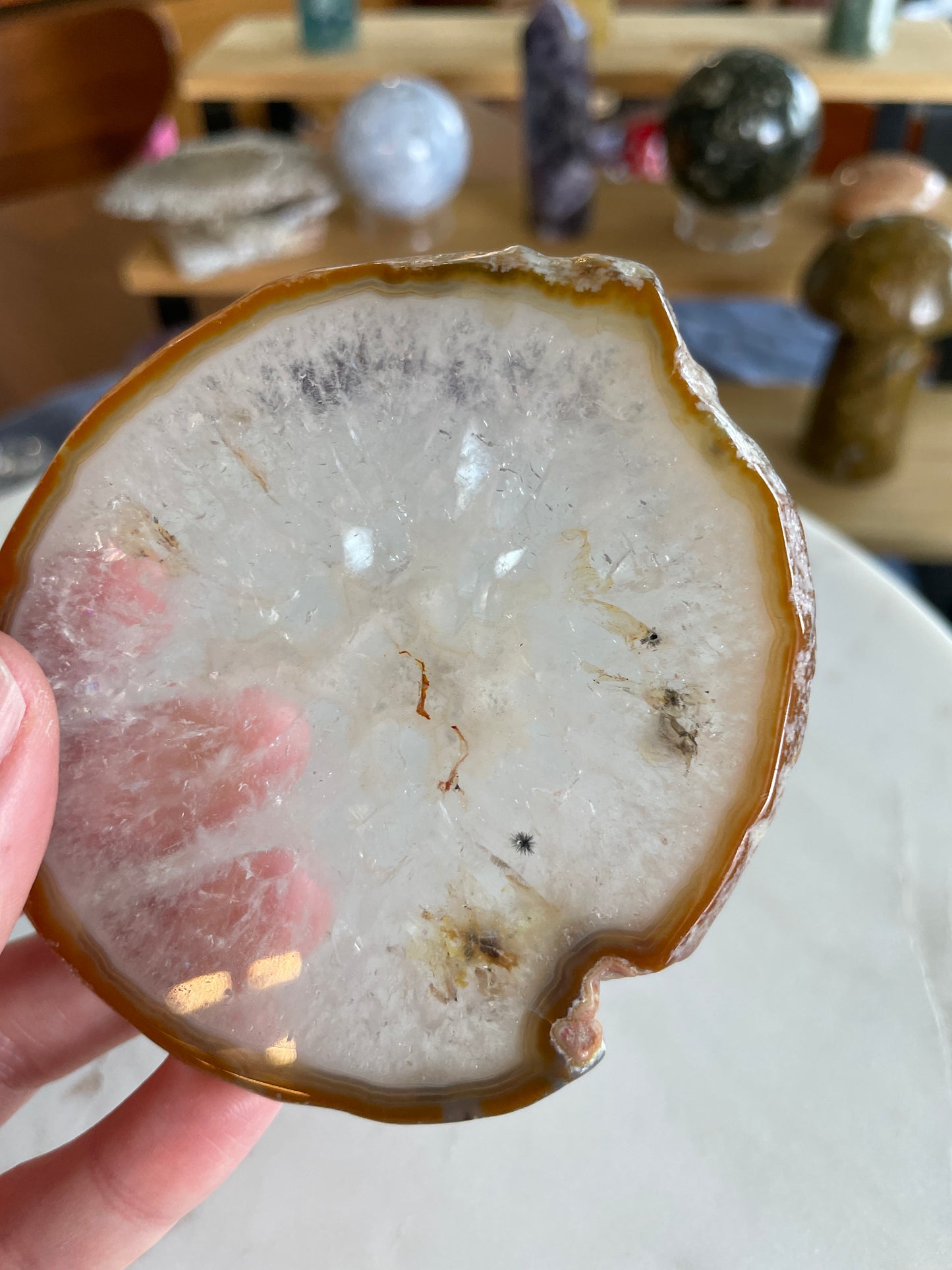 agate slab slice crystal gift statement piece natural home decor