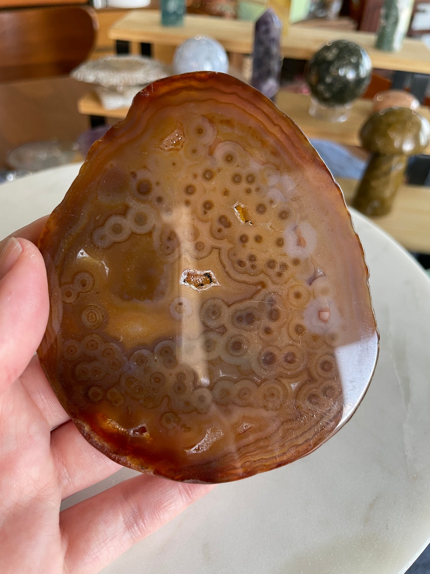 agate slab slice crystal gift statement piece natural home decor