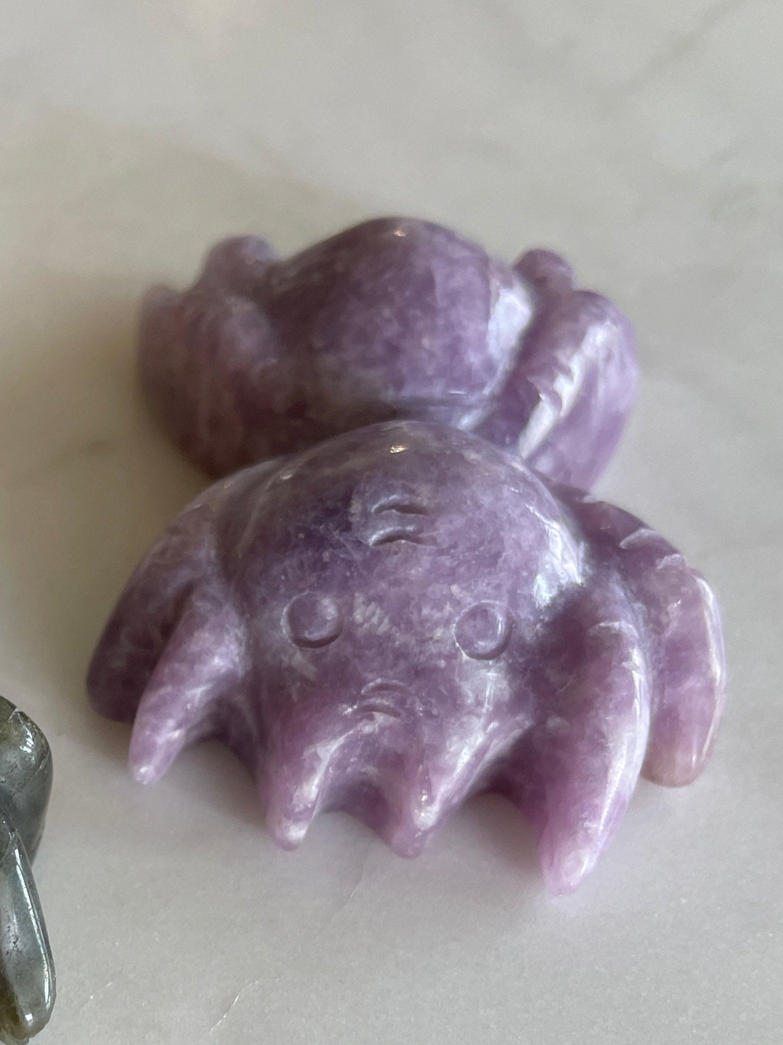 lepidolite crystal jumping spider carving purple spider crystal gem stone gift gemstone spooky gift for halloween lover