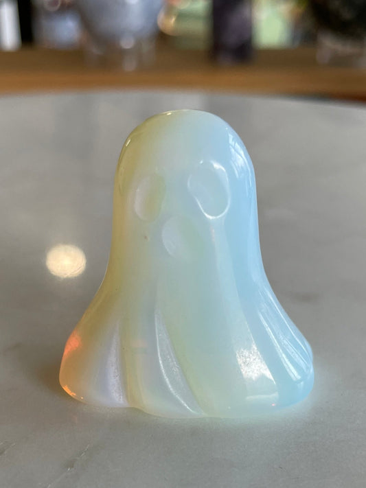 opalite ghost figurine spooky crystal carving gift for halloween lover