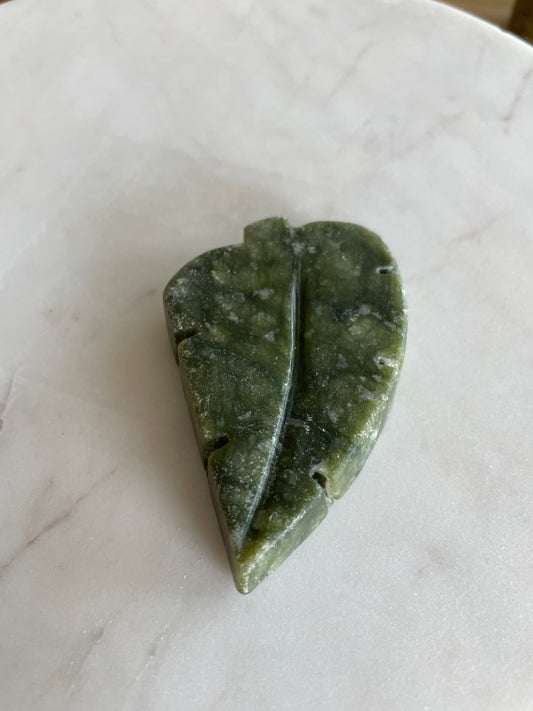 moss agate leaf carving crystal gift green home decor natural statement piece